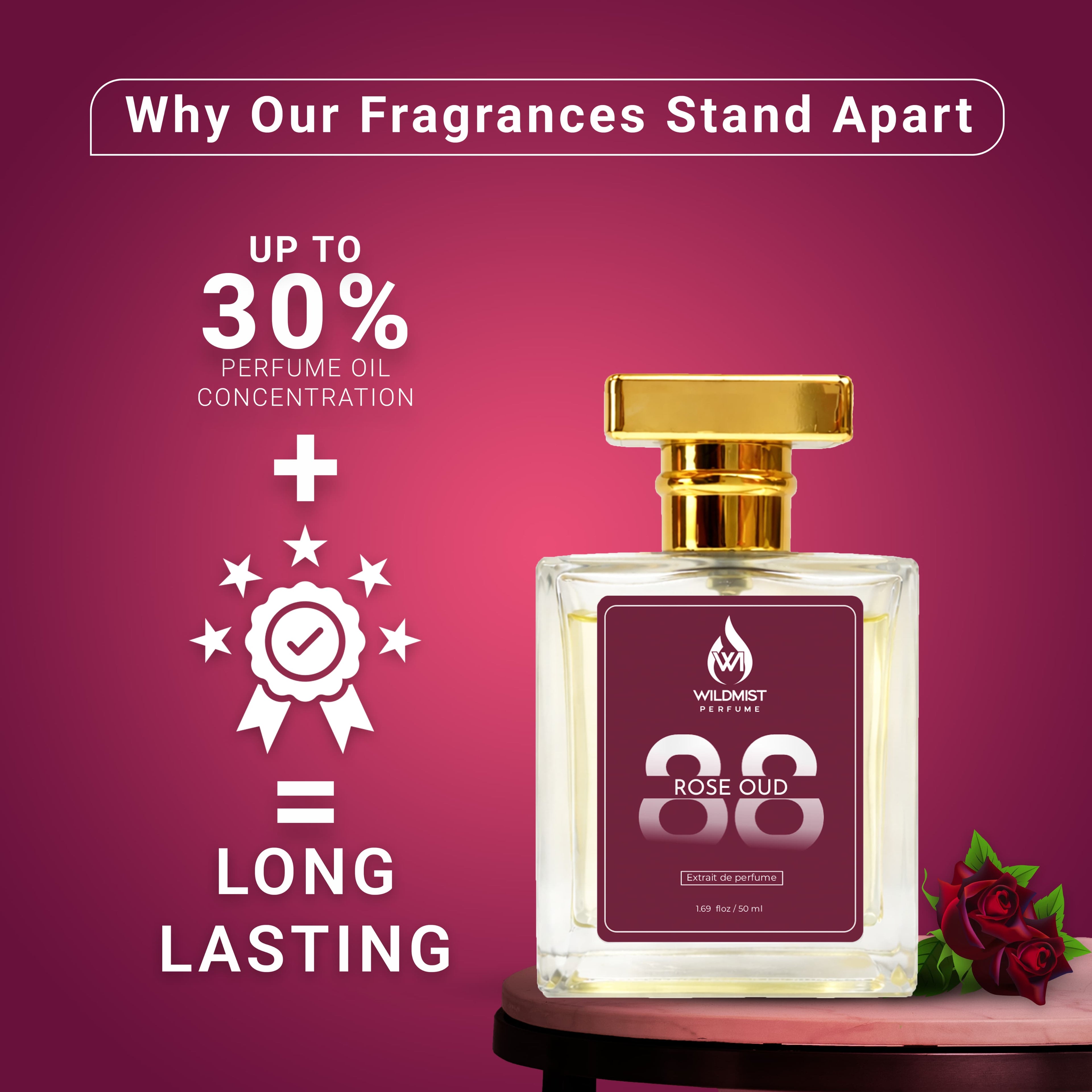 Wildmist Rose Oud 88 | Premium Extrait de Perfume (50ml)